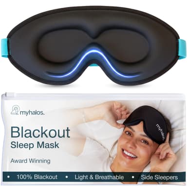 MyHalos Blackout Sleep Mask, Eye Mask for Sleeping, Zero Pressure, Travel 3D Sleeping Mask - Sold by First Option Products / FBA - Amazon