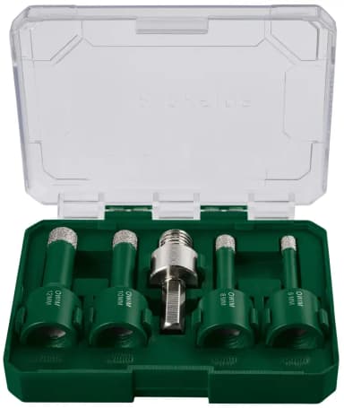 PARKSIDE Diamond Tile Drill Bit Set For M14 Thread - 5 Pieces / Diamond Tile Drill Bit Set For ¼" Hex Shank - 5 Pieces - Lidl