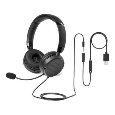 Amazon Basics Over-Ear Computer Headphone with Cable, Adjustable Microphone - Amazon