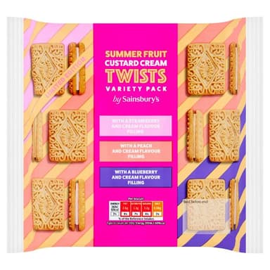 Sainsbury's 450g Summer Fruit Custard Cream Variety Pack Twists, Limited Edition - Sainsbury's