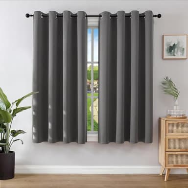 Joydeco Blackout Curtains 46x54", Thermal Insulated, 2 Panels, Dark Grey, Eyelet Room Darkening Drapes, Sold by gemmypie / FBA - Amazon