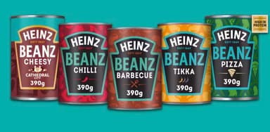 Heinz Beanz 390g - Barbecue, Chilli, Cheesy, Tikka and Pizza Beanz w/Coupon (Nectar Price) - 10000 Available - Heinz