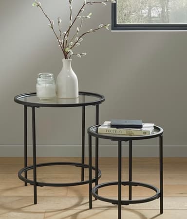 Black Metal and Glass Side Tables - Free C&C - George At ASDA