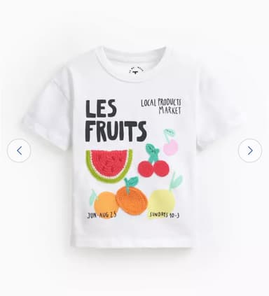 White Crochet Fruits Applique T-Shirt - Free C&C - 1-2 Years to 5-6 years - Argos