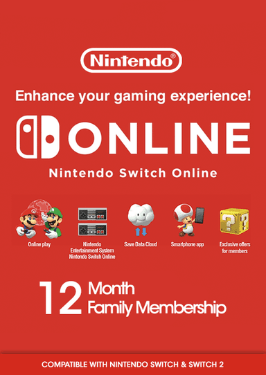 Nintendo Switch Online 12 Months Family Membership - Switch & Switch 2 - Key - Loaded