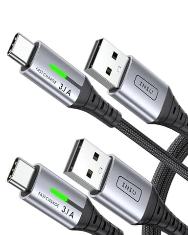 INIU USB C Charger Cable, 1m+1m USB A to USB C Cable 3.1A Fast Charging Nylon Braided, LED - By Simplelife llc /FBA - Discount at Checkout - Amazon