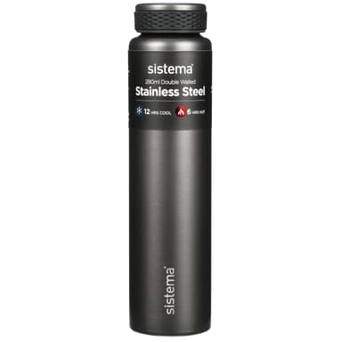 Sistema Hydrate Stainless Steel Water Bottle | 280ml | BPA-Free | Double Wall Vacuum Insulated | Keeps Liquid Hot & Cool - Assorted Colours - Amazon