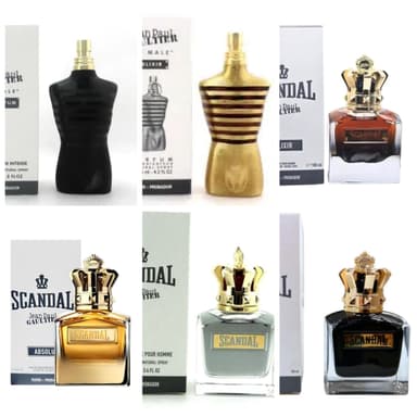 JPG Le Male Le Parfum EDP 125ml £60/ Elixir EDP 125ml £59.99. Scandal Elixir 100ml £59.99/Absolu 100ml £64.99/Le Parfum Intense 100ml £39.99 - The Beauty Store