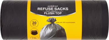 Polylina 20 Refuse Sacks Flush Top 75L (85p / 76p S&S) + 5% Off When Buying 4 - Amazon
