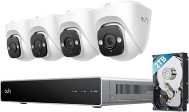 eufy Security PoE NVR CCTV Camera E41, Wired Outdoor Cam, 4 4K UHD Cams, 24/7 Recording, Red & Blue Lights - Sold by AnkerDirect UK / FBA - Amazon