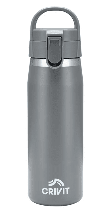 Crivit Grey/Green/Black 1Ltr Stainless Steel water Bottle - Lidl Plus Price - Lidl