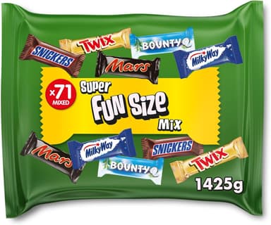 Mars Mixed Milk Chocolate Fun Size Variety Bulk Party Bag, 71 Bars 1425g (£10.89 with Max S&S) - Amazon