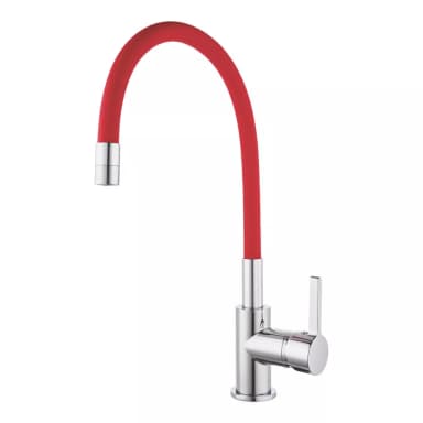 Piasa Pull-Out Spray Mixer Kitchen Tap Chrome & Red (587YT) (Free C&C) - Screwfix