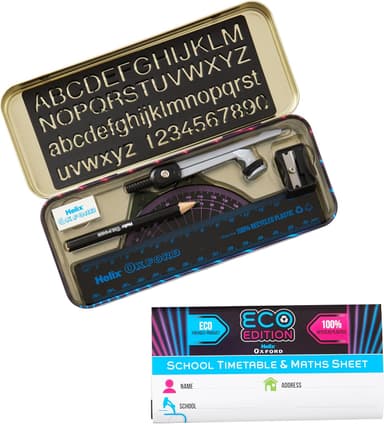 Helix Oxford Cyber Eco 9 Piece Maths Stationery Set & Storage Tin - Amazon