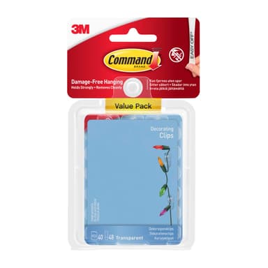 Command Decorating Clips, Value Pack of 40 Mini Hooks and 48 Small Adhesive Strips, Transparent - £1.89 S&S - Amazon