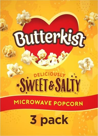 Butterkist Sweet and Salted Microwave Popcorn, 3 x 60g - W/Voucher - £1.16 / 99p S&S - Amazon