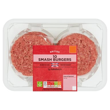 Sainsbury's 10 x British Smash Burgers 750g (Nectar) - Sainsbury's