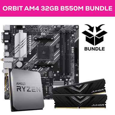 Orbit Ryzen AM4 Bundle - AMD Ryzen 5 5500 6C/12T 3.6GHz 32GB (2x16GB) 3200MHz DDR4 RAM & ASUS B550M-A Prime WIFI II - Computer Orbit