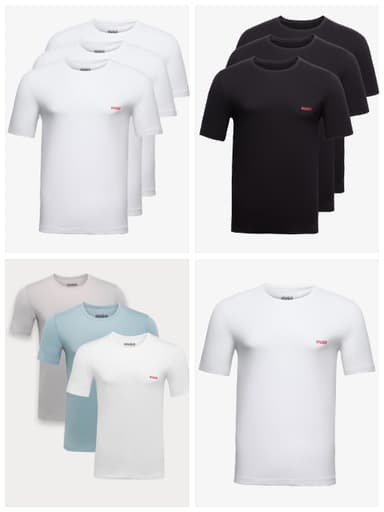 Mens HUGO 3 Pack Pure Cotton Jersey Logo T-Shirt (White / Black), Pure Cotton Logo T-Shirts (Blue Mix) Sizes S-XL + Free C&C - Marks & Spencer