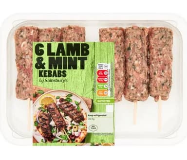 Sainsbury's Lamb & Mint Kebabs x6 360g - Nectar Price - Sainsbury's