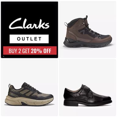Outlet Sale + Extra 20% Off When Buying Any 2 Pairs - Brockwood Trainers from £22.40 / Hail Leather Shoes from £22.40 & More - Clarks Outlet