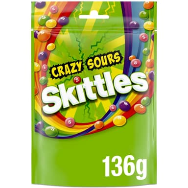 Skittles Crazy Sours Sweets Pouch 136g - 68p / 64p S&S - Amazon