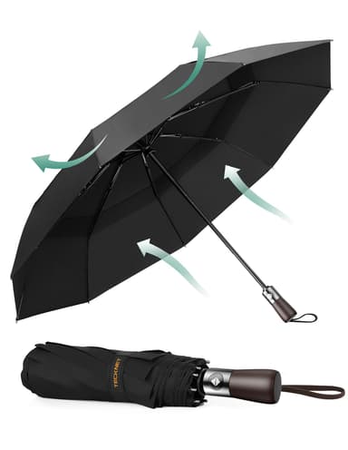 TECKNET Umbrella Real Wood Handle - Black / Red / Sky Blue - Sold by Digitalvistaltd / FBA - Amazon