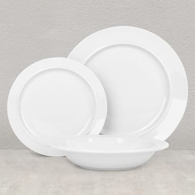 Mason 12 Piece White Dinner Set plus Free Click and Collect - Dunelm