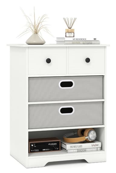 4-Drawer Dresser Modern Chest Storage Organizer - White (Delivery Only) - Sold & Shipped by FDS Corporation Limited - The Range