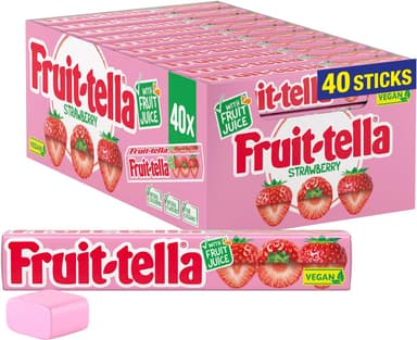 Fruittella Simply Strawberry Soft Chews - Vegan Friendly, Flavoured Party Sweets - 40 x 41 g Sticks - £9.21 S&S - Amazon
