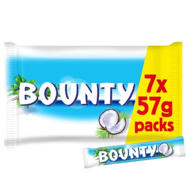 Bounty Coconut & Milk Chocolate Bars Multipack, 7 Pack - Amazon