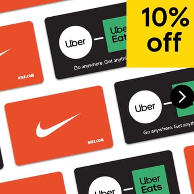 10% off selected e-gift cards - Nike (£1 to £500) / Uber & Uber Eats (£15 to £150) - Tesco Gift Cards