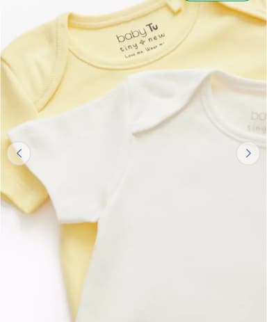 White & Yellow Short Sleeve Bodysuit 5 Pack Newborn - 6-9 months Free C&C - Argos