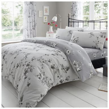GC GAVENO CAVAILIA Duvet Cover With Pillow Cases - Polycotton Quilt Cover - Bedding Set King Size - Grey - Amazon