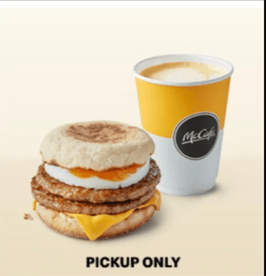 Double Sausage & Egg McMuffin and Regular Latte (Via App, Pick Up, Selected Accounts) - McDonalds