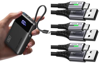 INIU Smallest 45W 20000mAh Power Bank + 3 USB C Wires [3 Pack 0.5+2+2m] - Amazon