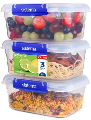 Sistema KLIP IT PLUS Leakproof Food Storage Containers - 3 x 1L - Amazon