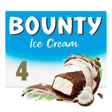 Bounty Chocolate & Coconut Ice Cream Bars x4 200ml (Nectar Price) - Sainsbury's