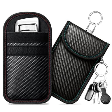 Caslord Faraday Pouch for Car Keys, Pack of 2, Anti-Theft RFID Key Fob Protection Bag, M, Red and Blue - Sold by Futing EU / FBA - Amazon