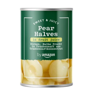 Amazon Pear Halves In Fruit Juice, 411g, Vegetarian - Amazon
