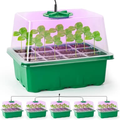 Bonviee 5 Packs Seed Starter Trays with Adjustable Vents, 12 Full Spectrum led Grow lamp Beads, SB KEIMI DIRECT / FBA - Amazon