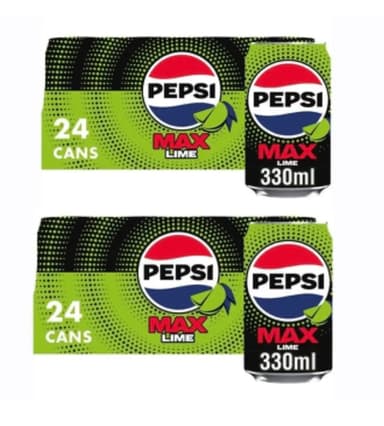 2 x Pepsi Max Lime Cola, 330ml Can, 24 Pack - Discount at Checkout ( £12.61 - £14.18 with S&S) - Amazon