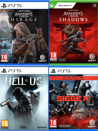 Assassin's Creed Mirage (PS5) or Hell is Us (PS5) / Assassin's Creed Shadows (Xbox SeriesX) £15 or Tom Clancy's Rainbow Six Siege X (PS5) £7 - Smyths