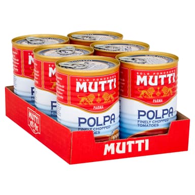 6 x tins of Mutti Polpa, finely chopped tomatoes - Amazon