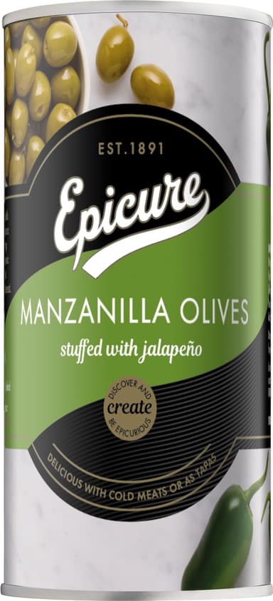 Epicure Manzanilla Olives Stuffed with Jalapeno, 350g - £1.42 S&S - Amazon