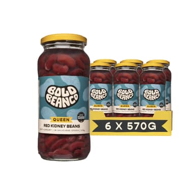 Bold Bean Queen Red Kidney Beans 6 x 570g – High Protein & Fibre – Ready to Eat – Vegan, Gluten Free Pantry Staple - Amazon