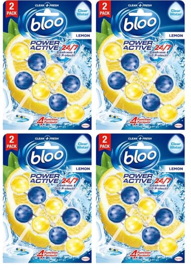4 x Bloo Power Active Toilet Rim Block Lemon - Pack of 2 Rimblocks (£4.08 - £4.65 on S&S) - Amazon