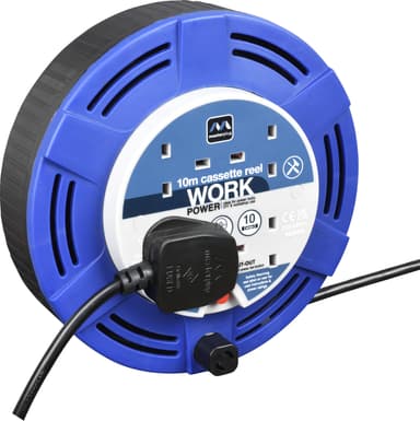 Masterplug Four Socket, 10 Metre Extension Lead Cable Reel, Blue/Black, 10A/4G/10m (Used - Very good)/ Used - Like new £7.64 - Amazon Resale - Amazon