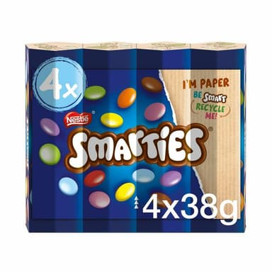 Smarties Milk Chocolate Sweets Tube Multipack 4 x 38g - £1.42 S&S - Amazon