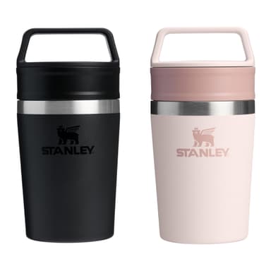 STANLEY 1913 Cafe to-Go Travel Mug 0.23L In Black Or Rose Keeps 3 Hours Hot 4 Hours Cold Easy-Carry Handle - Insulated Coffee Cup - Amazon